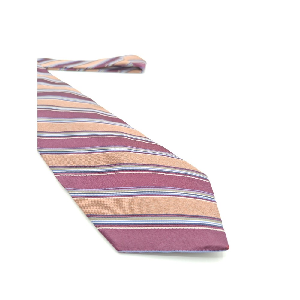 Altea Milano Mens Silk Tie Multicolor Stripe Woven Handmade Italy 58x3.375